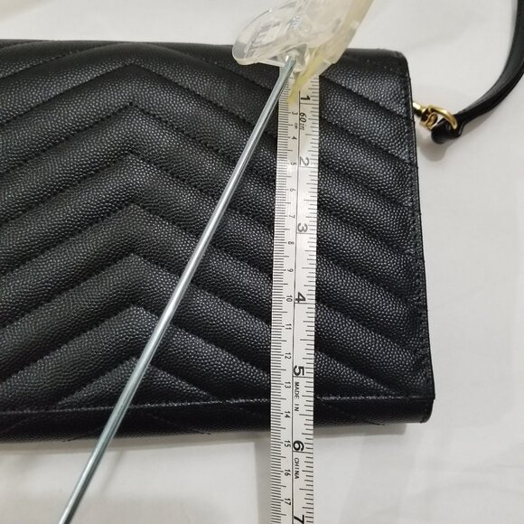 Saint Laurent Brand pouch purse in black with gold label - Picture 11 of 13